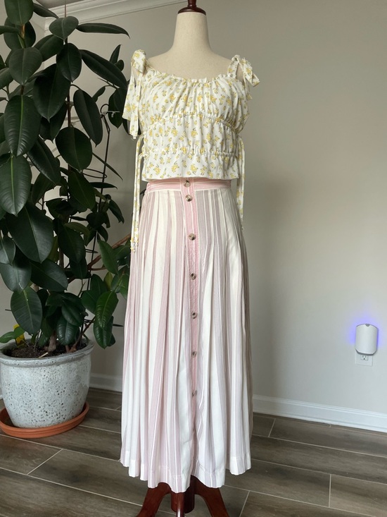 KIRIOUS LOS ANGELES Dresses & Skirts - Striped Pink and Cream Button-Front Skirt, 100% silk and a  top, new with tags.